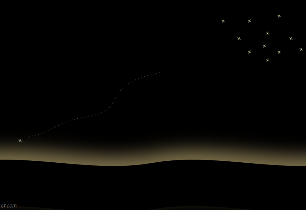 Falling star in a dark night