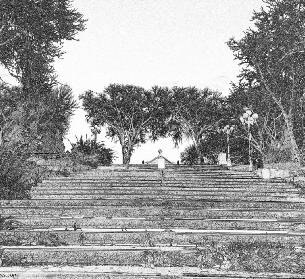 Sketch of a stair along the trees