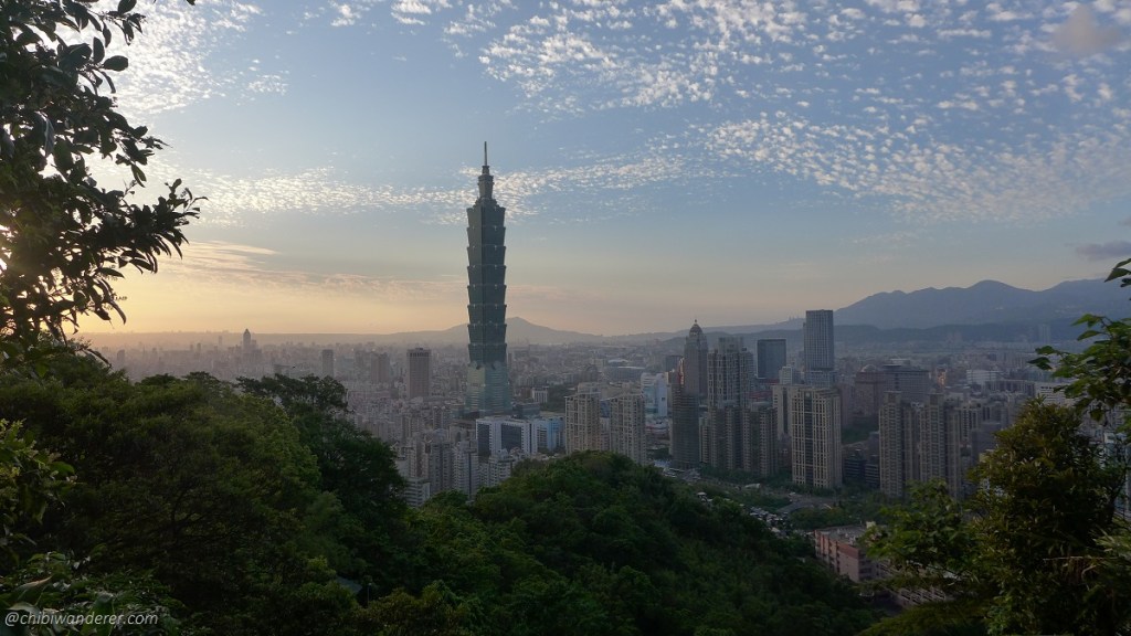 View of Tapei 101 from first lookout platform in Elephant Mountain Taipei, Taiwan