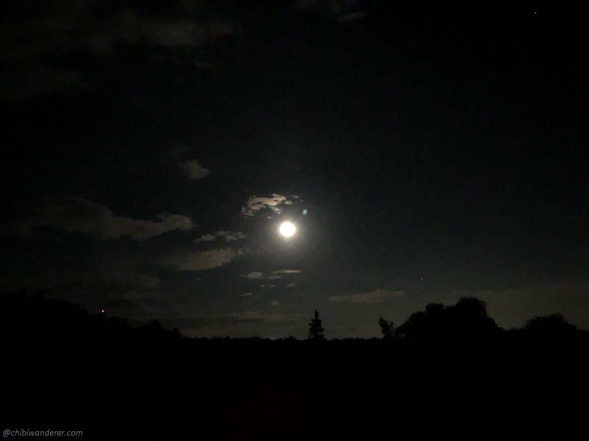 Full moon shining over Bird's Hill Manitoba