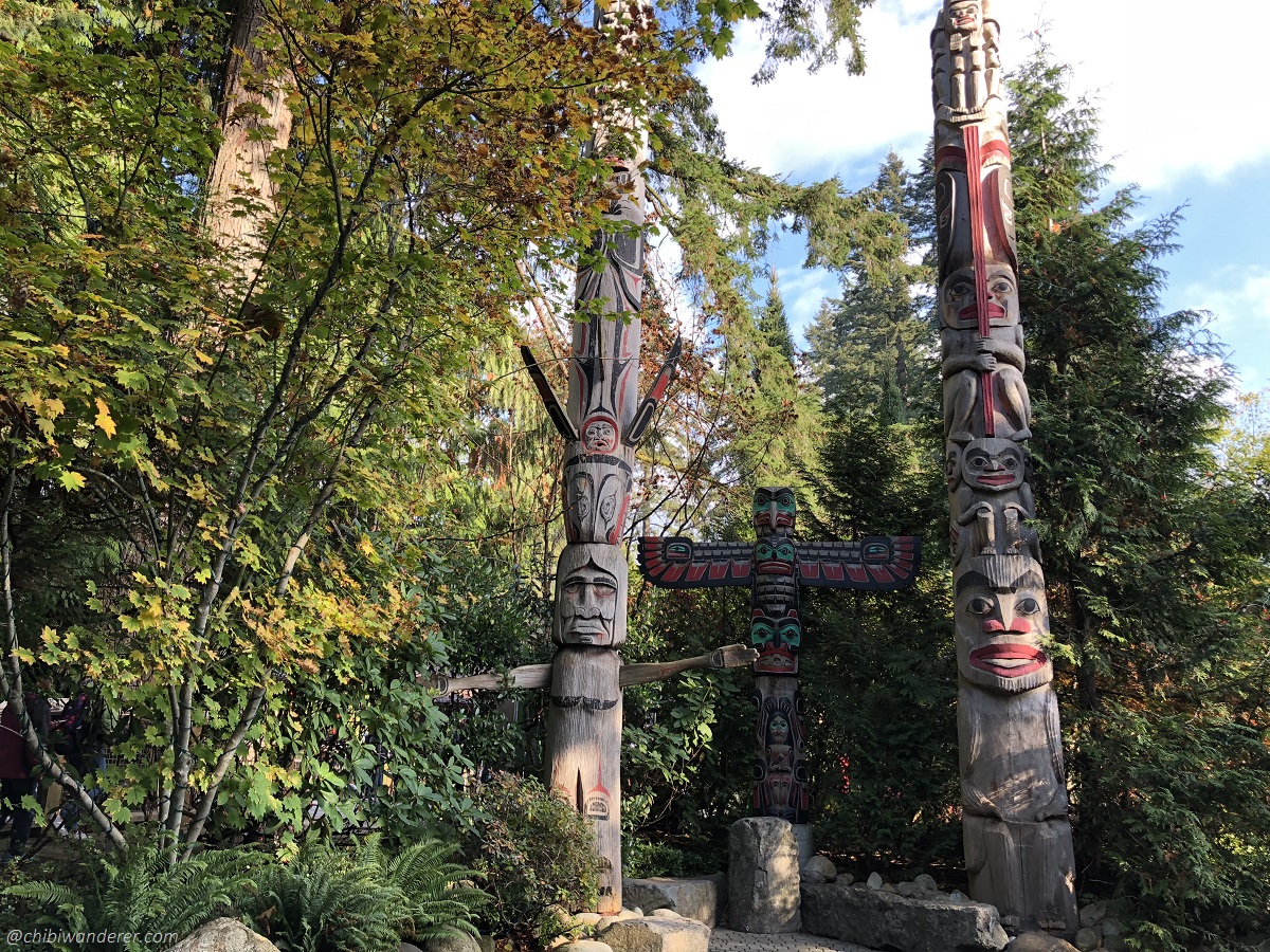 Totem Poles in Capilano Bridge Park Vancouver BC Canada