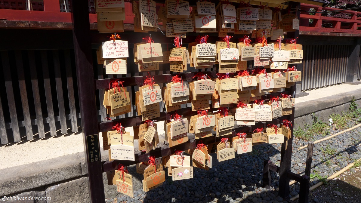 Ema - small wooden plaques for wishes and prayers at Ueno Park Japan
